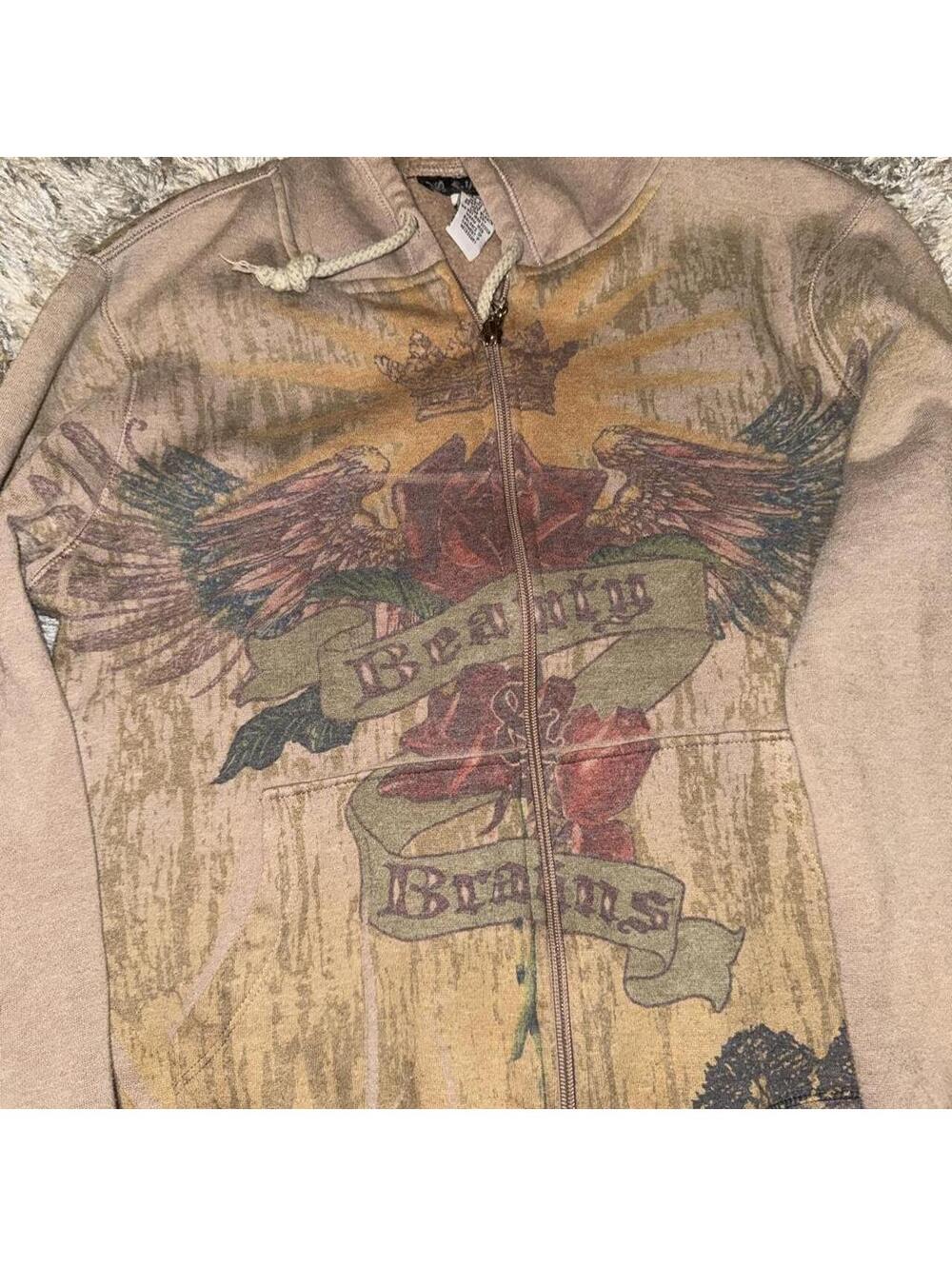 Y2K Angel Wings Zip Hoodie 🪽🌹